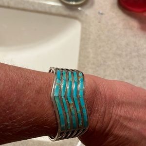Artisan made TURQUOISE Native American cuff bracelet
